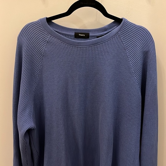 Theory Men’s River Top Waffle Knit Blue Size XXL Organic Cotton - Picture 3 of 7